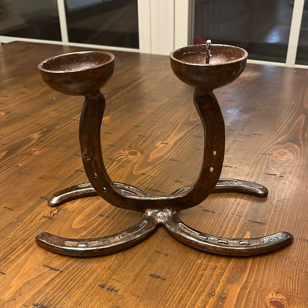 Horseshoe candle holder handmade